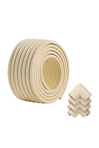 Evokids (2 μέτρα πολλαπλών χρήσεων Edge + 4 τεμάχια γωνίας) Κρεμ προστατευτικό άκρων από καουτσούκ πολλαπλών χρήσεων