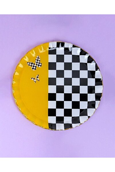 Glore Audra Gold Gilded Glass Serving Plate Set for 6 People 28093