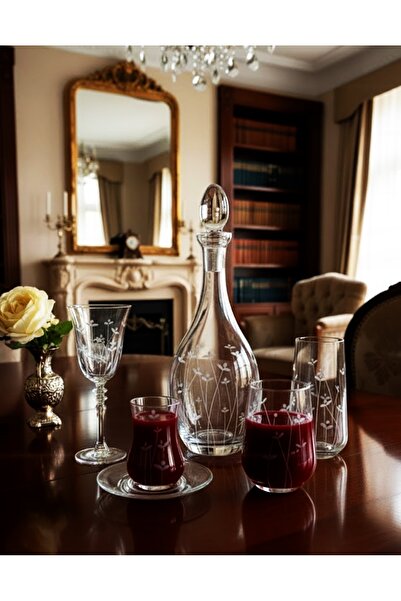 DECOSTYLE Paşabahçe Almond Cutting Decoration 61 Piece Water Set Glass Set for 12 Persons