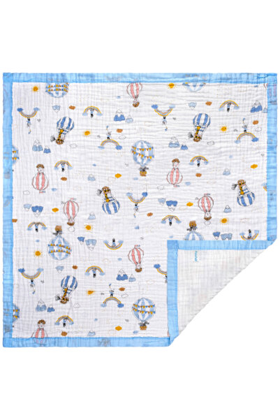 FizioTab Paturica FizioTab® pentru Bebe, din Muselina 6 Straturi,110 x 110 cm, din Bumbac, Balon