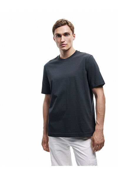 Koton Βαμβακερό κοντομάνικο μπλουζάκι με κανονική εφαρμογή με λαιμόκοψη