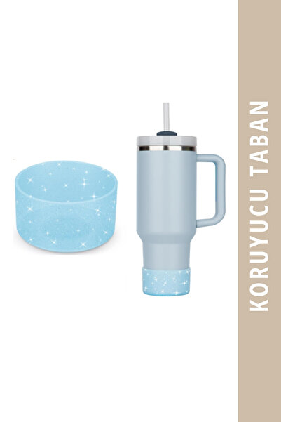 Mamastuff Koruyucu Silikon Altlık Taban - Mavi Silver Simli