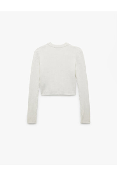 Koton Long Sleeve Crew Neck Knit Crop Sweater