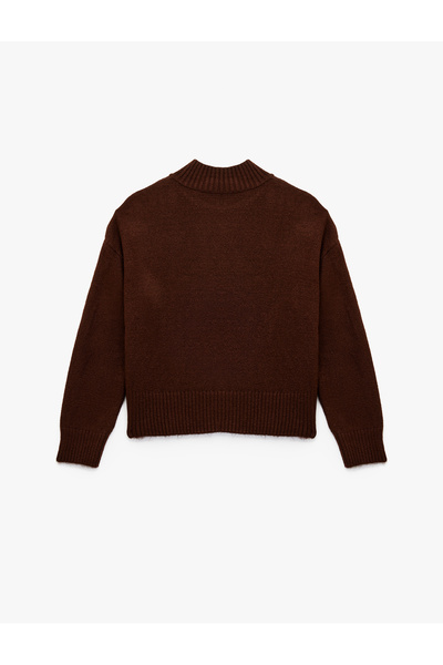 Koton Основен трикотажен пуловер с яка и дълги ръкави