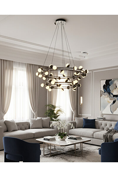 Özcan Aydınlatma 2842-45A-24 Stary 80+60cm 45'Lİ SARKIT PLATİN