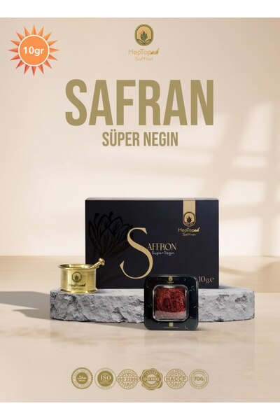 Heptop Saffron Organik Iran Safranı 10 gr (SÜPER NEGİN SAFRAN) 1 Havan Hediye