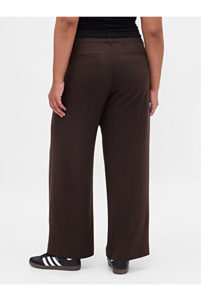 GAP Kadın Kahverengi 365 Low Rise Brushed Twill Pileli Pantolon