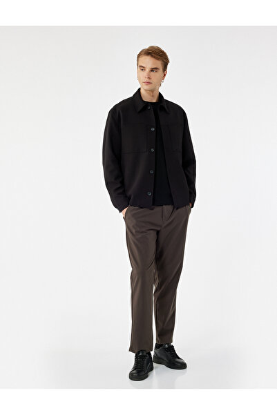 Koton Beli Bağcıklı Düğmeli Duble Paça Ütü Gerektirmeyen Esnek Slim Fit Pantolon