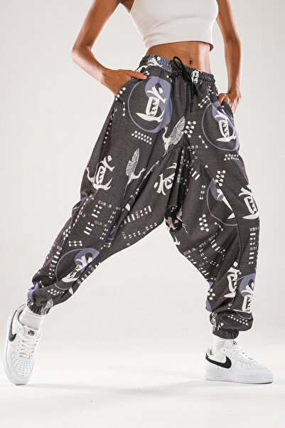 COCOPELLI Women's Chinese Patterned Relax Fit Sports Baggy Pants Coc1116