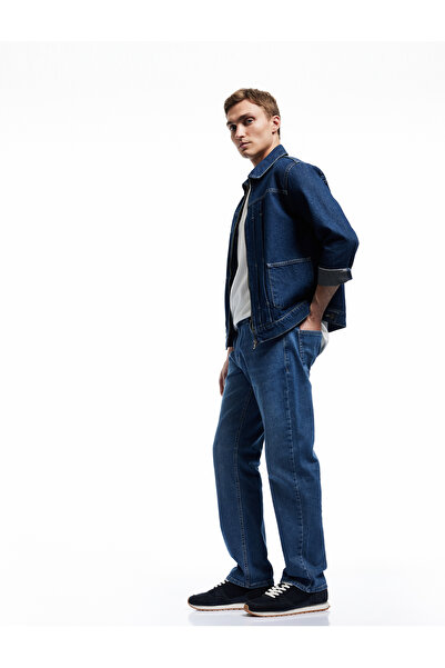 Koton Κανονική μέση βαμβακερή τσέπη με λεπτομέρεια Straight Fit Jean Pants - Mark Jean