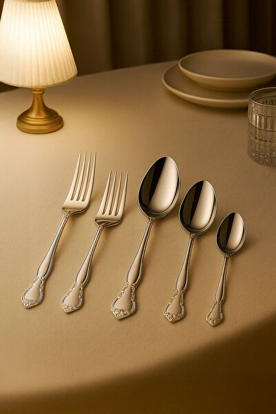 Kitchen Life طقم أدوات مائدة من الفولاذ المقاوم للصدأ ماهي ديفران مكون من 30 قطعة - طقم أدوات مائدة أنيق من الفولاذ المقاوم للصدأ