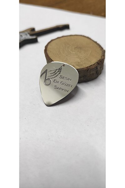 penakolik İsme Özel Gitar Penası Gümüş Renk Metal Lazer İşlemeli Kişiye Özel Metal Pena