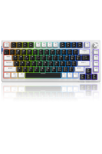 MageGee SKY81 83 Tuş Kablosuz RGB Hot-Swap Gasket Siyah-Beyaz Gaming Klavye