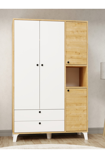 KuzeyLife LORA 4 Kapaklı 6 Raflı Ekstra Derin Gardrop-52 cm Derinlik