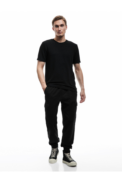 Koton Beli Bağcıklı Kargo Cep Detaylı Pamuklu Rahat Kesim Gabardin Jogger Pantolon