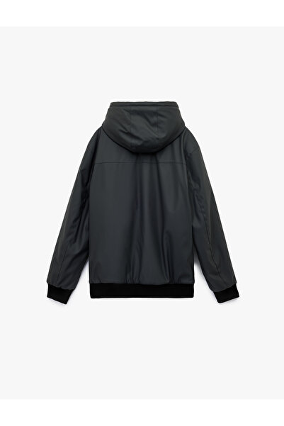 Koton Hooded Long Sleeve Zippered Raincoat