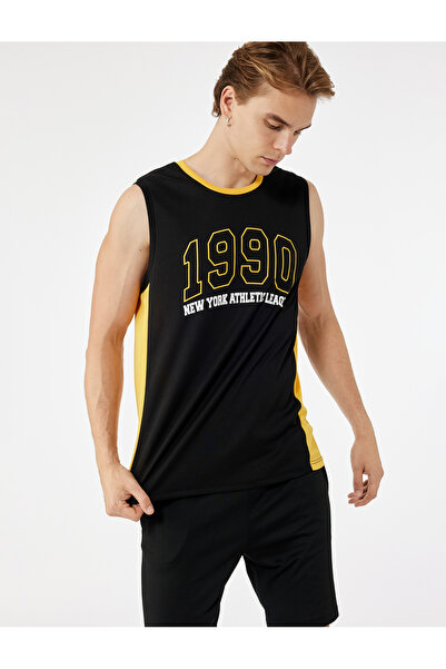 Koton Sleeveless Crew Neck Color Contrast College Printed Sports Tank Top