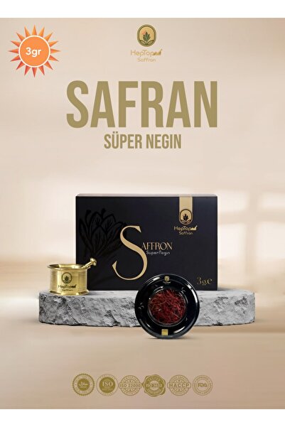 Heptop Saffron Organik Iran Safranı 3 gr Süper Negin Safran 1 Havan Hediye
