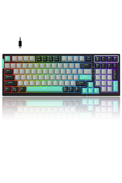 MageGee SKY98 99 Tuş Gasket RGB Hot-Swap Kablolu Siyah-Gri Gaming Klavye