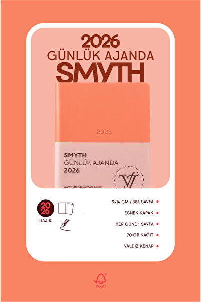 Victoria's Journals Smyth 2026 Daily Agenda A6 (9X14Cm) Flexible Cover Ivory 80 Gr.