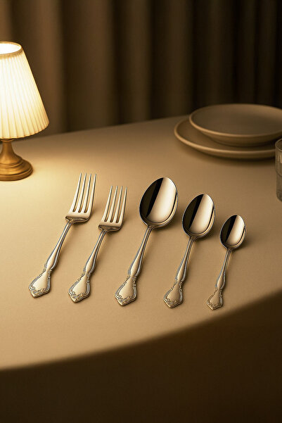 Kitchen Life طقم أدوات مائدة من الفولاذ المقاوم للصدأ ماهي ديفران مكون من 30 قطعة - طقم أدوات مائدة أنيق من الفولاذ المقاوم للصدأ