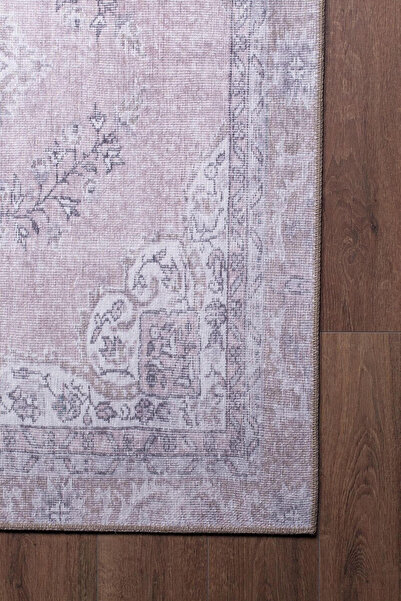 ARTLOOP Dorian Eskitme Desenli Dokuma Taban Dekoratif Pembe / Pudra Halı AL 91