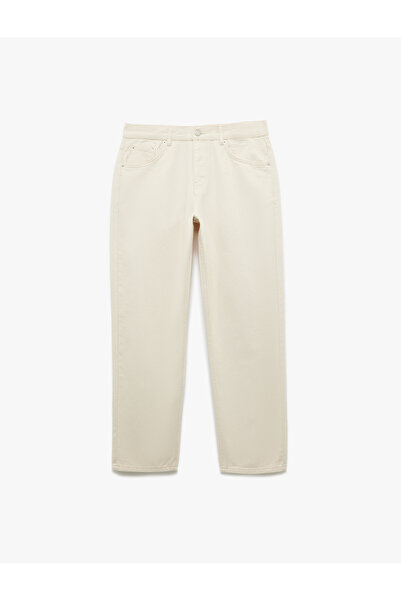 Koton Pamuklu Normal Bel Cep Detaylı Vintage Straight Jean Pantolon