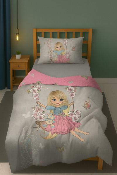 Bebişim Halı مجموعة غطاء لحاف فردي لطيف للفتيات الأميرة الجنية