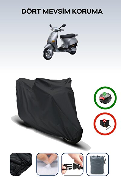 Breen Black Piaggio Et4 150 Rear Bag Compatible Motorcycle Tarpaulin Waterpro...