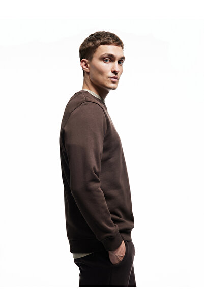 Koton Мъжки суитшърт с дълъг ръкав и повдигнато деколте от памук