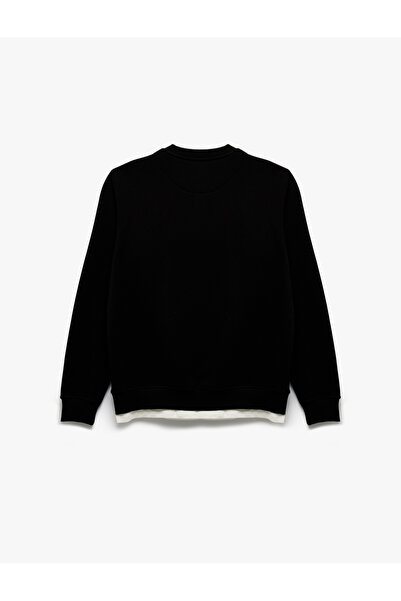 Koton Uzun Kollu Şardonlu Kumaş Detaylı Bisiklet Yaka Sweatshirt