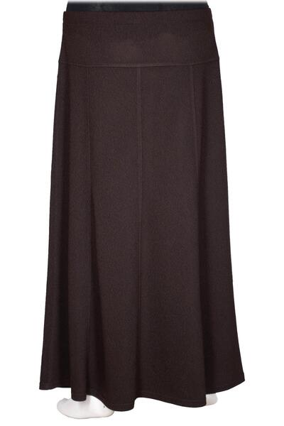 Hermevsim Hesna Women's Seher Winter Plus Size Stoned Unlined Latex Brown Skirt