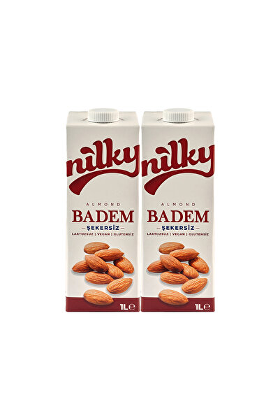 NİLKY Şekersiz Badem Sütü Glütensiz Bitkisel Bazlı Laktosuz Vegan 2x1 Lt