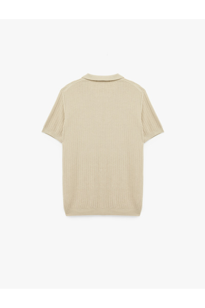 Koton Regular Fit Kısa Kollu Pamuklu Dokulu Düğmeli Polo Yaka Triko Tişört