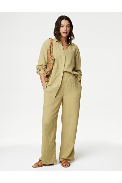 Marks & Spencer Saf Pamuklu Relaxed Fit Plaj Pantolonu