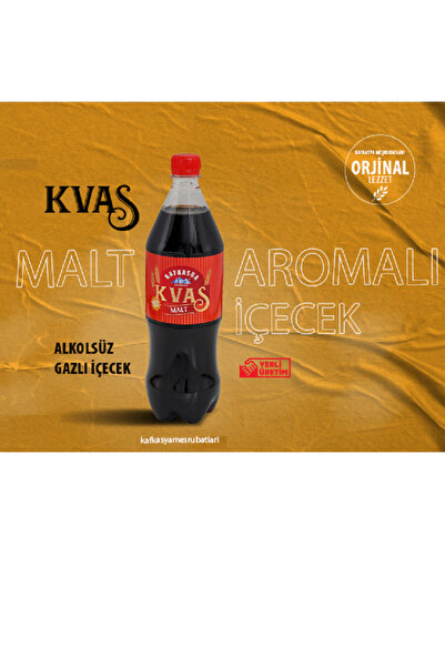 kafkasya meşrubatları Alkolsüz Gazlı MALT İçeceği -Doğal KVAS Gazozu - Натуральный Безалкогольный КВАС ( 1 Lt X 6 Adet)