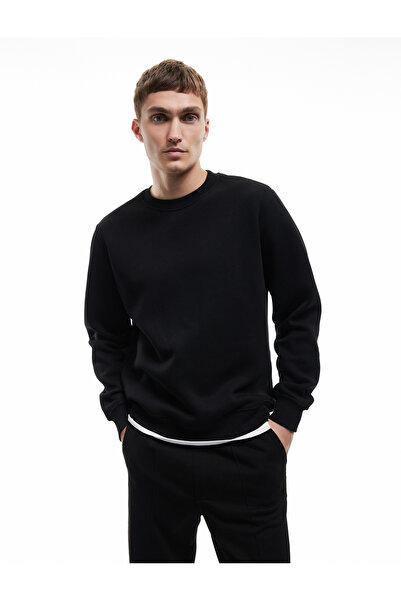 Koton Uzun Kollu Şardonlu Kumaş Detaylı Bisiklet Yaka Sweatshirt