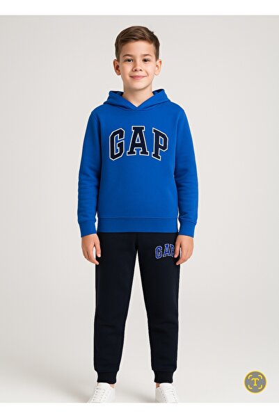 Uğur bebe Set de trening cu glugă, cu 3 fire, foarte gros, albastru