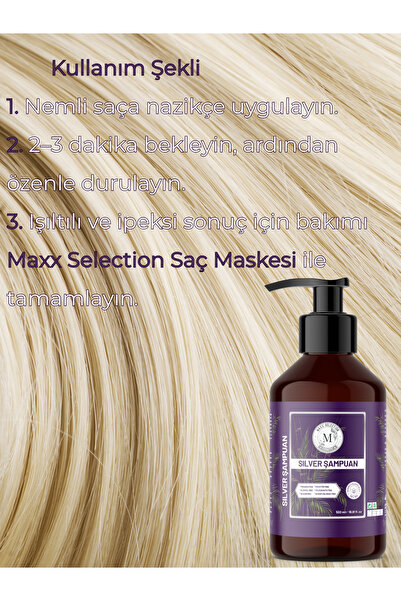 MAXXSELECTION Turunculaşma Karşıtı Silver Mor Şampuan 500 ml İpeksi Parlaklık