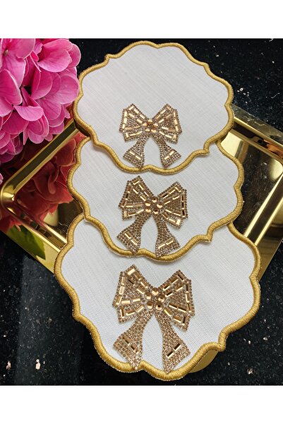 ELÇİÇEK HOME Presentation Napkin, Cocktail Napkin, Coffee Side Presentation Napkin Set of 3