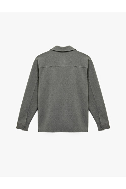 Koton Regular Fit Flap Pocket Detailed Viscose Blend Classic Collar Long Sleeve Shirt Jacket