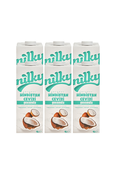 NİLKY Nilky Şekersiz Hindistan Cevizi Sütü Glütensiz Bitkisel Bazlı Laktosuz Vegan6x1 lt