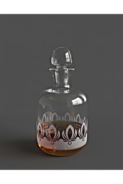 DECOSTYLE Paşabahçe Lale Kumlama Motifli Cam Şişe Sürahi 1 Adet - Dekoratif B...