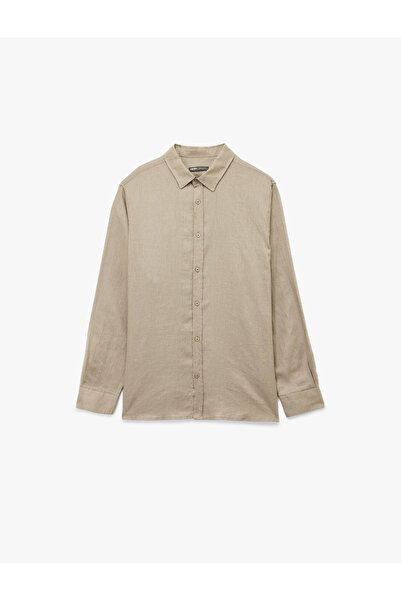 Koton Regular Fit Classic Collar Long Sleeve Linen Shirt