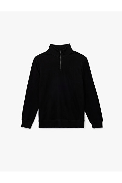 Koton Long Sleeve Ribbed Half Zip Sweatshirt