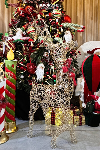 Dekorsende Christmas Ornament Glitter Wire Deer Champagne 110 cm