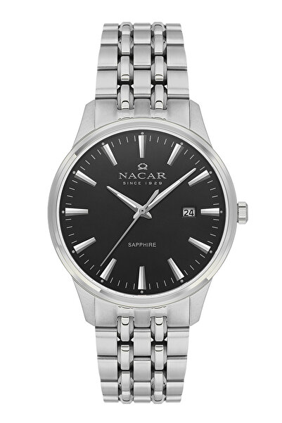 Nacar SAFİR CAM KLASİK GÜMÜŞ ERKEK KOL SAATİ NC08-29430615-ABM