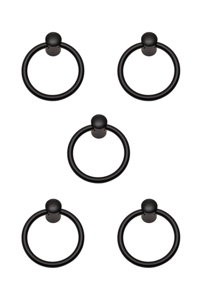 MegaVitrin 5 Pcs Ring Pendulum Furniture Handle Set - Single Screw - 60 mm Matte Black Cabinet and Drawer Handle
