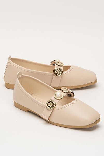 Liger Women's Pearl and Seal Accessory Banded Ballerinas Cream