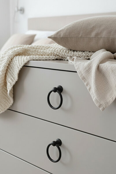 MegaVitrin Ring Pendulum Furniture Handle - Single Screw - 60 mm Matte Black Cabinet and Drawer Handle